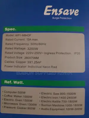 Ensave Extension Cable 4 Way With Surge Protect Multiplug