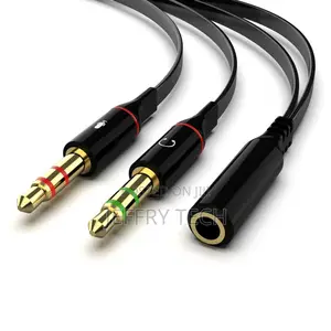 3.5mm Female to 2 Male Gold Plated Headphone Mic Audio Y Sp