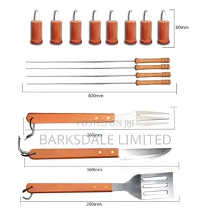 BBQ Kit Barbecue Set Carrying Cases Wood Spatula Fork Skewer
