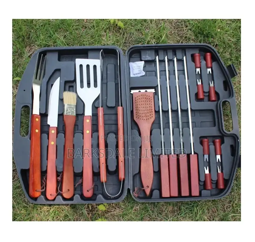 BBQ Kit Barbecue Set Carrying Cases Wood Spatula Fork Skewer