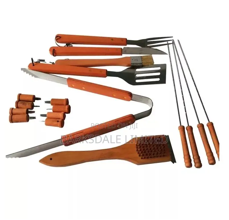 BBQ Kit Barbecue Set Carrying Cases Wood Spatula Fork Skewer