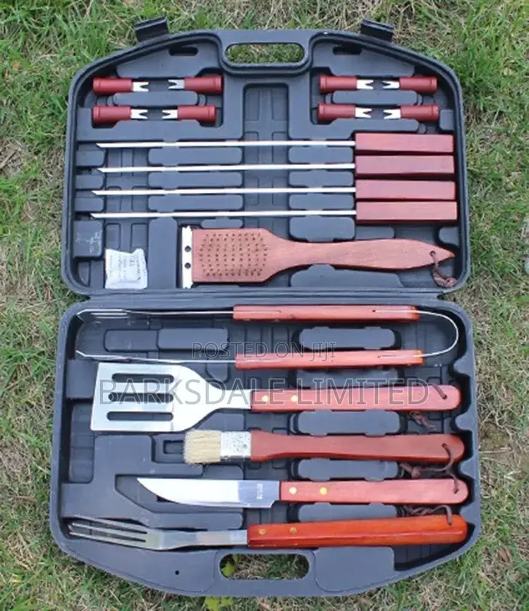 BBQ Kit Barbecue Set Carrying Cases Wood Spatula Fork Skewer