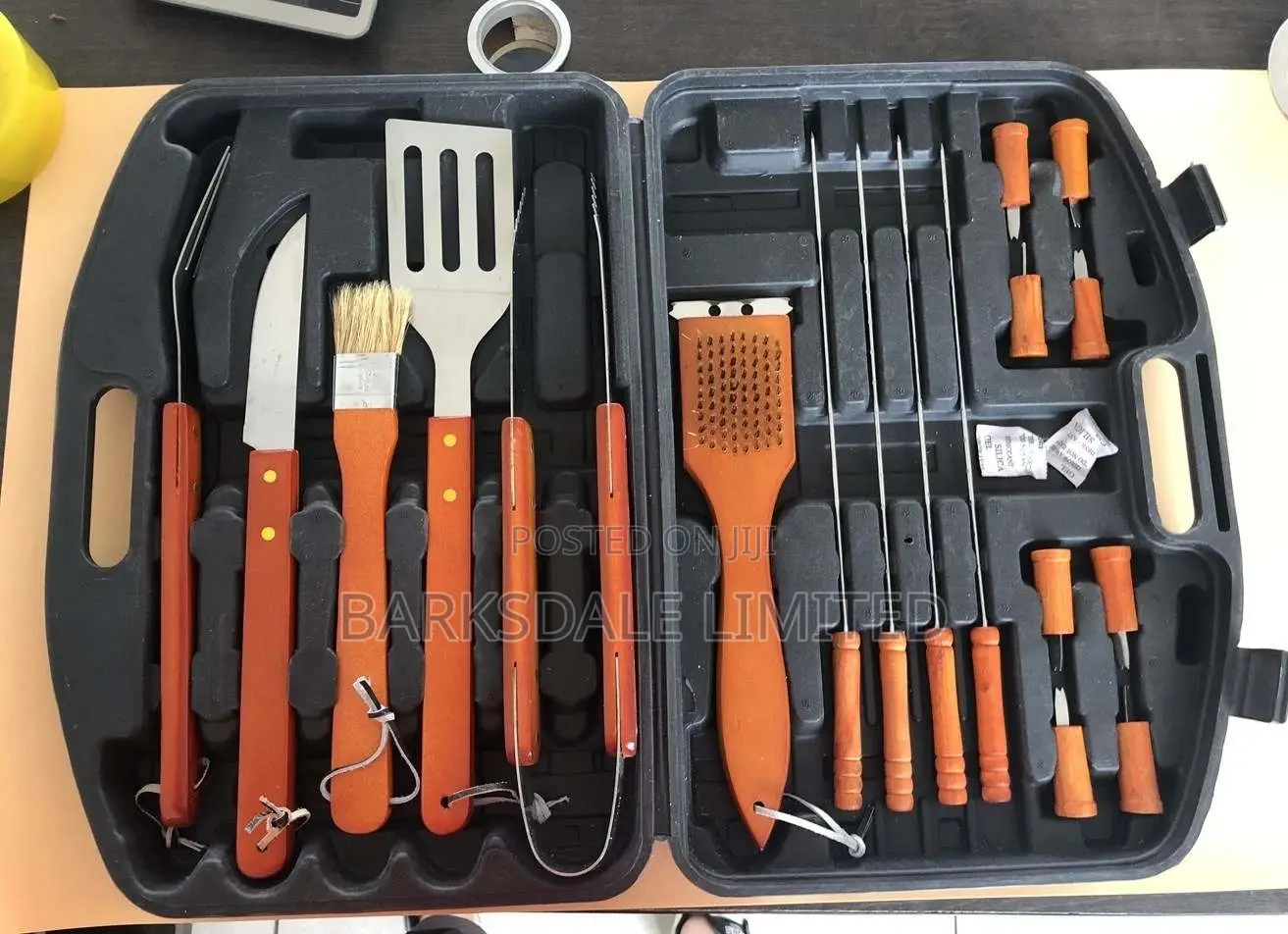 BBQ Kit Barbecue Set Carrying Cases Wood Spatula Fork Skewer