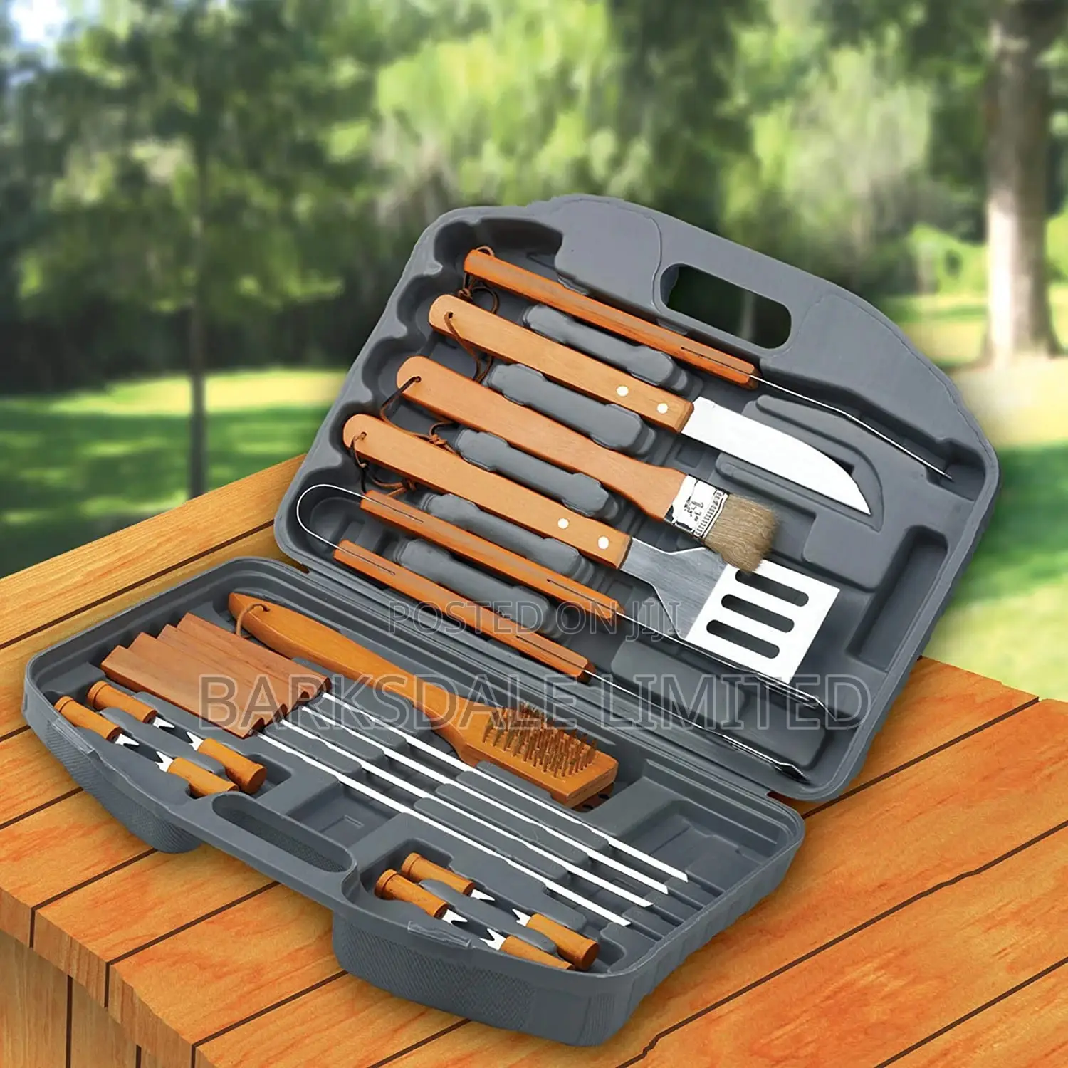 BBQ Kit Barbecue Set Carrying Cases Wood Spatula Fork Skewer