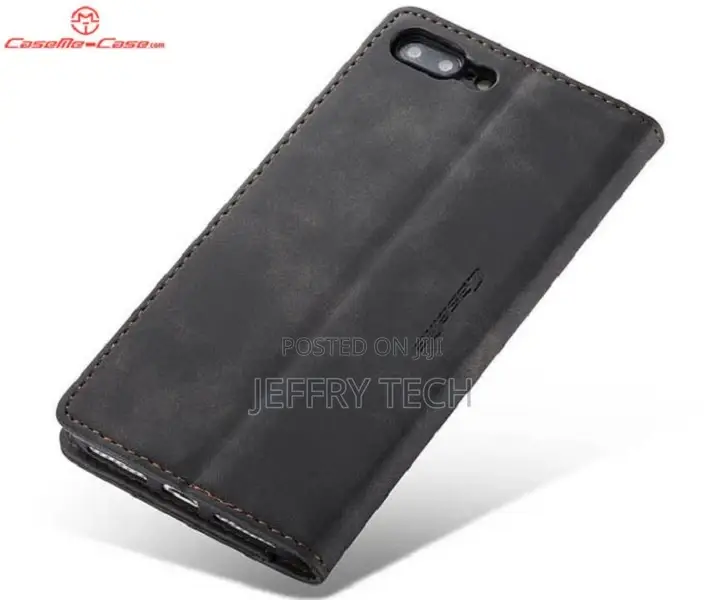 Caseme iPhone 7 Plus Wallet Kickstand Magnetic Flip Case Bla