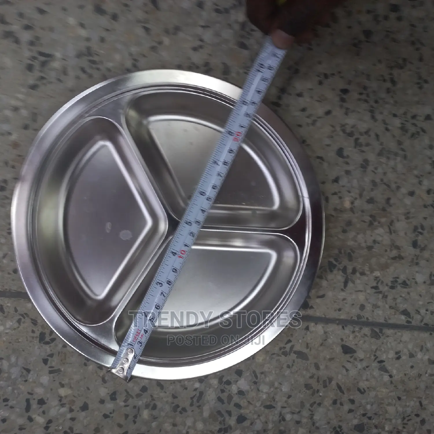 24cms Round Stainless Steel Partioned Plate