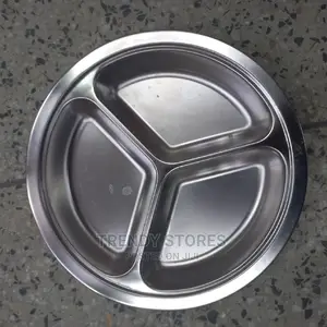 24cms Round Stainless Steel Partioned Plate