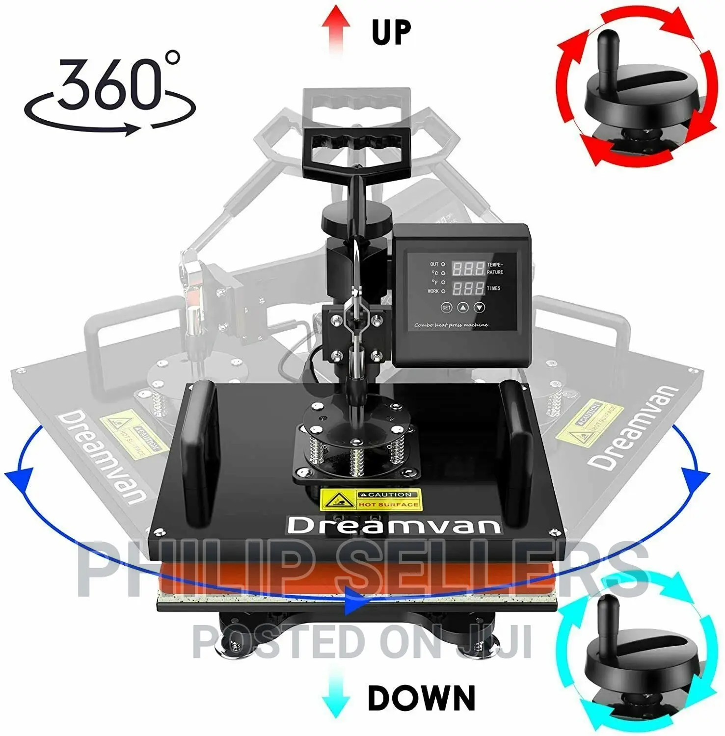 Heating Board:12′′ X 15′′;Plate Press(#1): 5′′, Plate