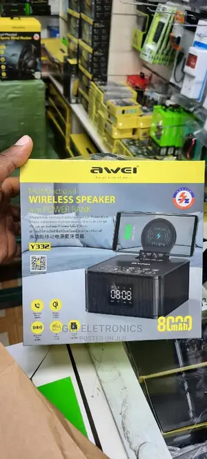 AWEI Y332 Wireless Speaker With Power Bank Clock.