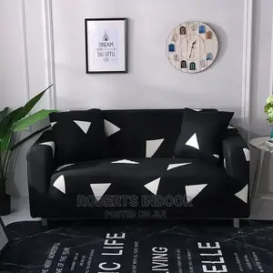 Black and White Polyester 5sitter Sofa Cover
