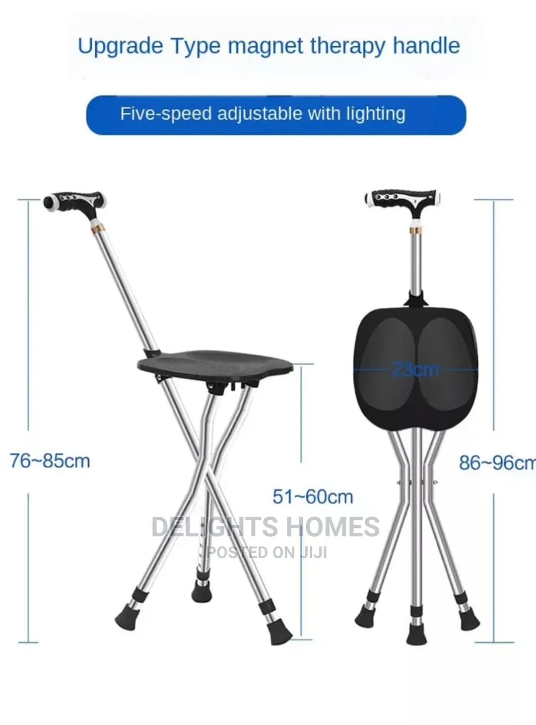 2 in 1 Elderly Walking Stick Cum Stool