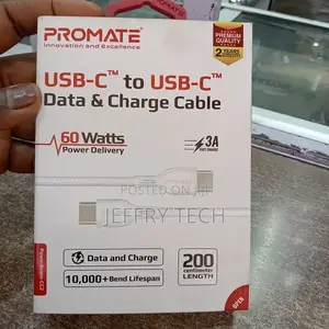 Promate USB-C to USB-C Cable, Ultra-Fast 60W Power Delivery