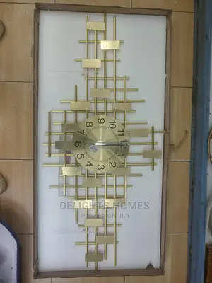 Large Gold Metal Sunburst Wall Clock