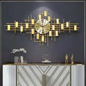 Large Gold Metal Sunburst Wall Clock