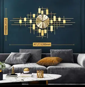 Large Gold Metal Sunburst Wall Clock