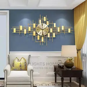 Large Gold Metal Sunburst Wall Clock