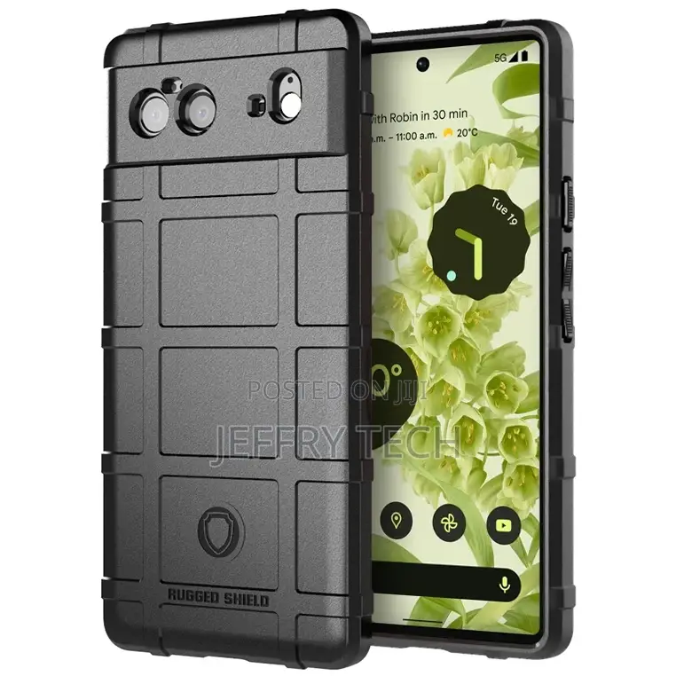 Anti-Shock Grid Texture Tough Case for Google Pixel 6 - Blac