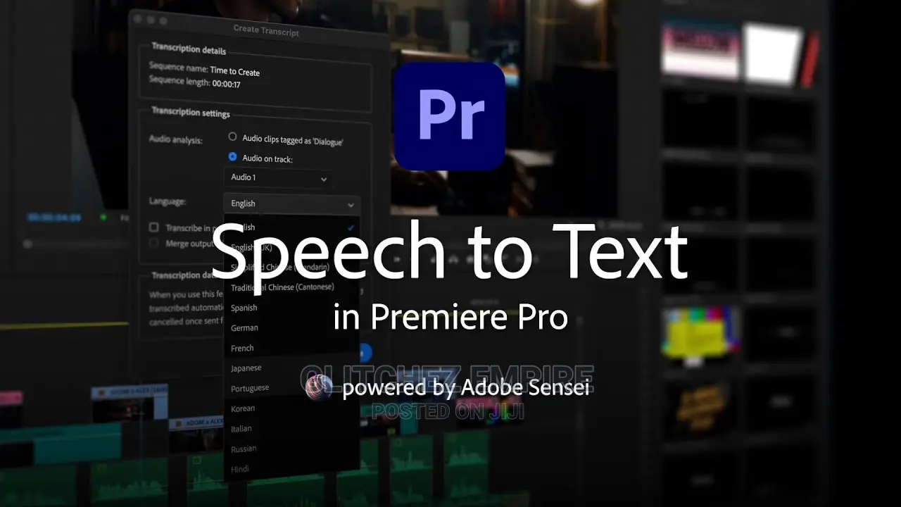 Adobe Speech to Text V12 for Premiere Pro