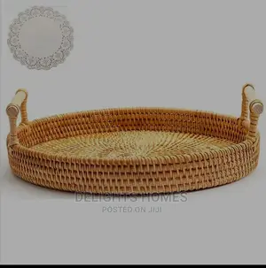 Natural Rustic Rattan Serving Tray