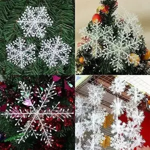 Christmas Decoration :- Set Of 6pcs Snow White Flakes