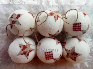6pcs Stared Snow White Christmas Balls
