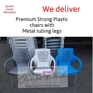 Assorted Strong Comfortable Plastic Chair W Metal Tubing Leg