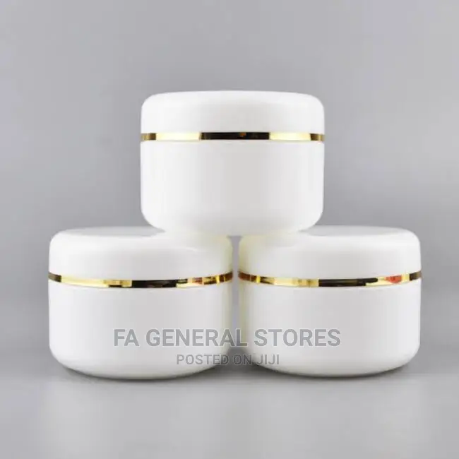 White Pet Jars With Strips