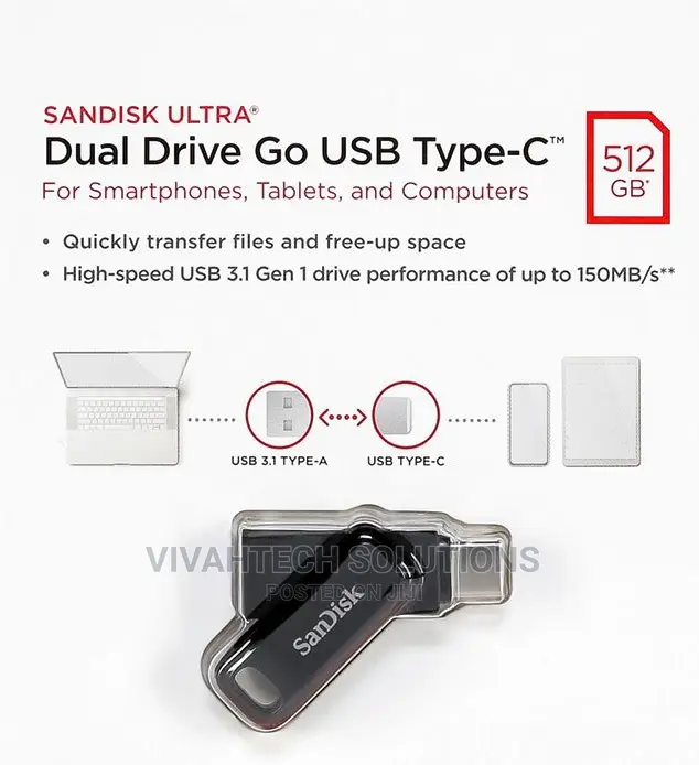 Sandisk 512gb Ultra Dual Drive Go Usb Type-C Flash Drive