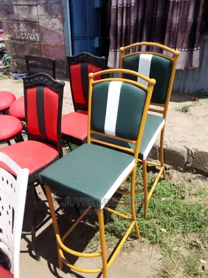 High Stool Restaurant Chair Green and Gold
