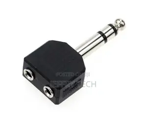 6.35mm Male to 3.5mm Double Female Jack Plug Audio Adapter J
