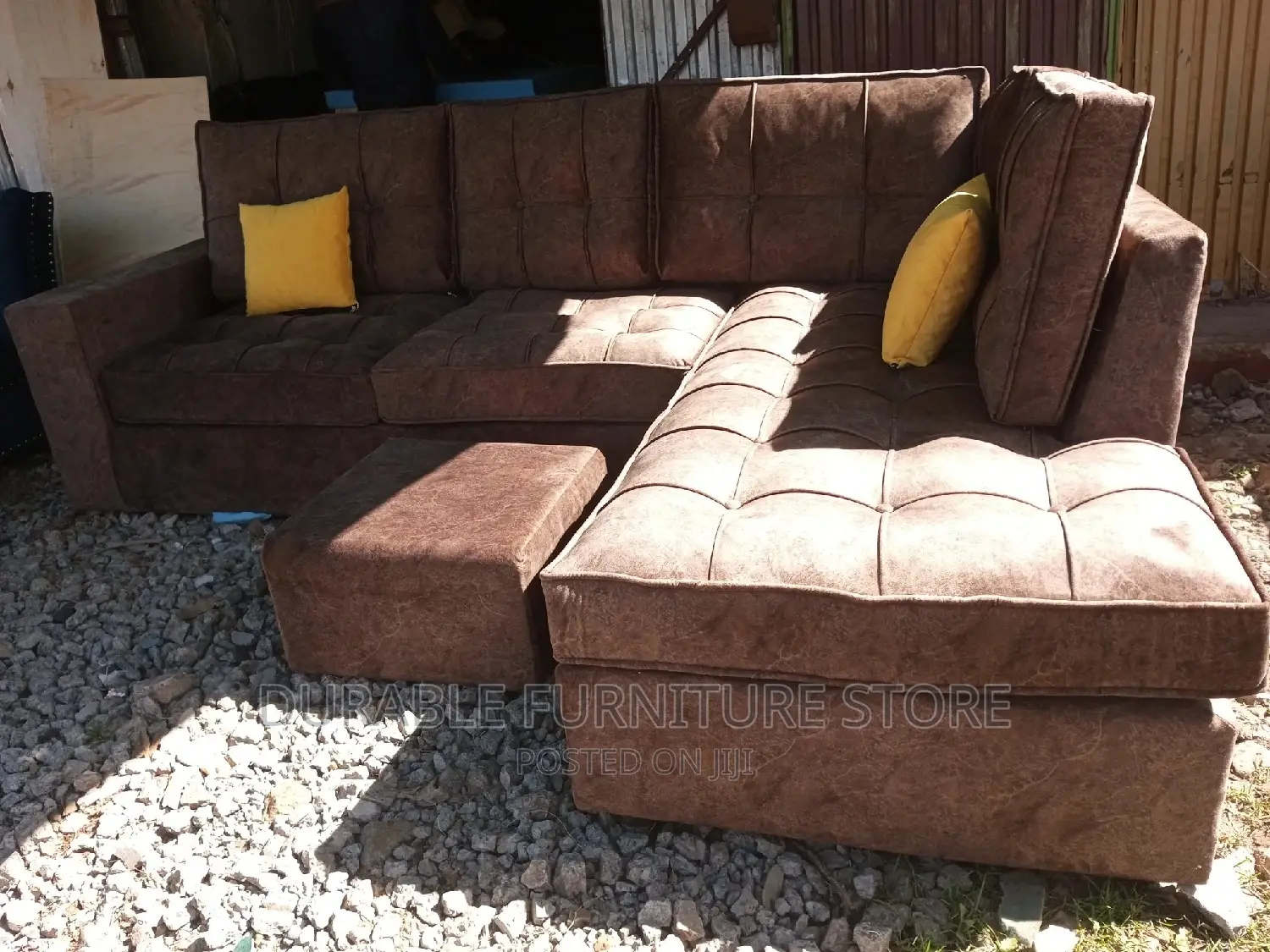 Brown L Seat Sofa