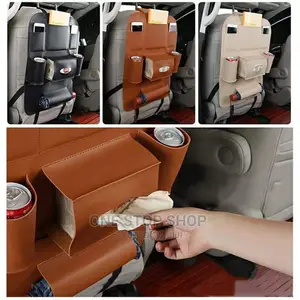 Black,Grey,Brown,Baije 2pcs Leather Back Seat Organizer
