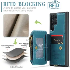 Caseme Samsung Galaxy S22 Ultra Leather Zipper Wallet Case W