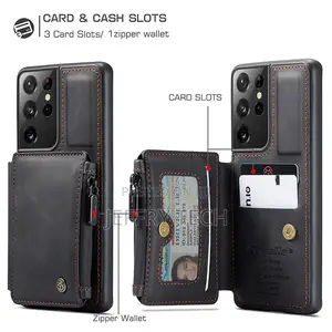 Caseme Samsung Galaxy S21 Ultra RFID Blocking Zipper Leather