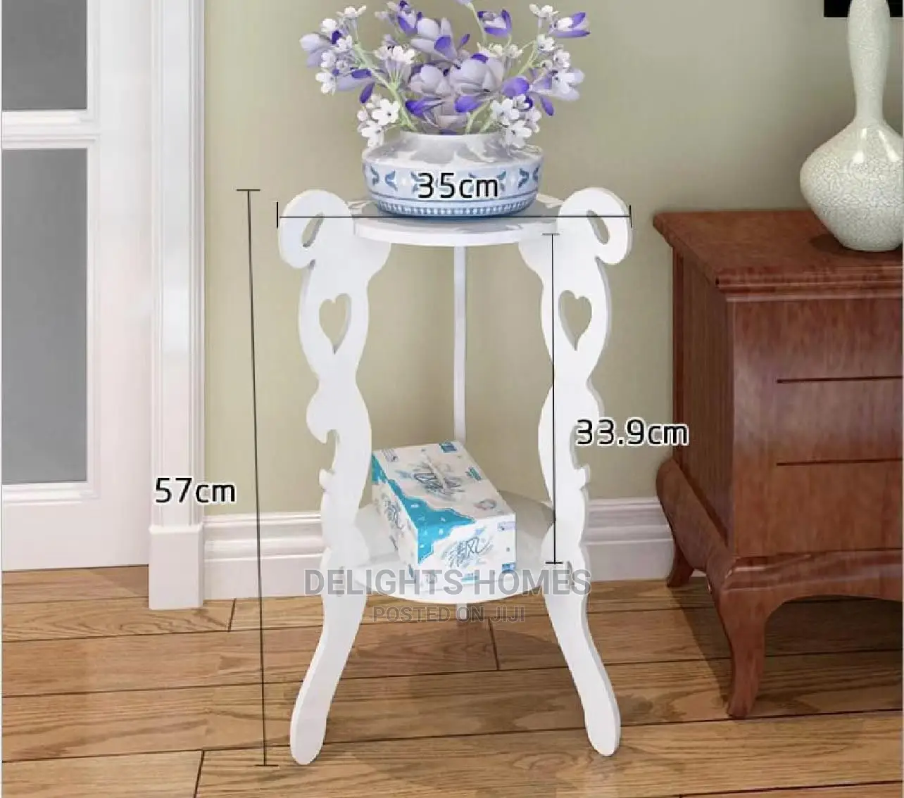 3 Legged 2 Layer White Decor Table