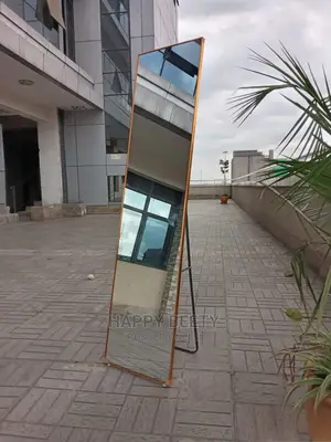 #Standing Mirror With Metallic Frame