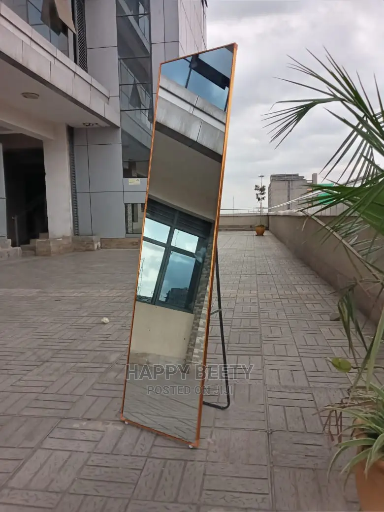 #Standing Mirror With Metallic Frame