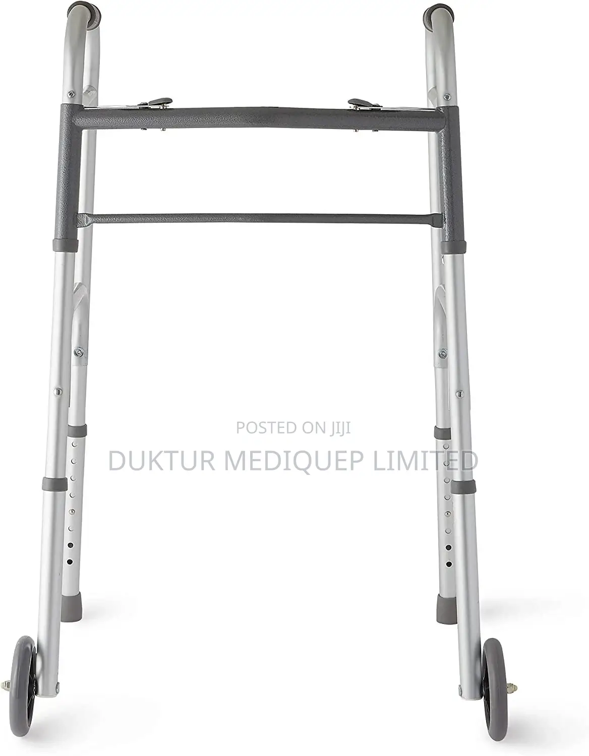 Standard Aluminum 2-button Folding Walker With Wheels