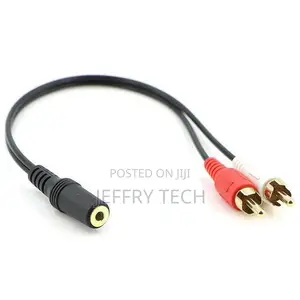Generic 2-Rca Male to Female 3.5mm Jack Aux Stereo Audio Cab