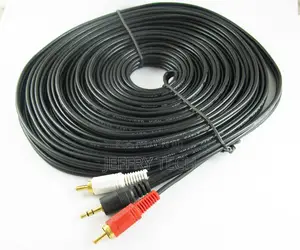 20M Aux 3.5mm Male Plug to 2 RCA Gold Male Stereo Audiocabl