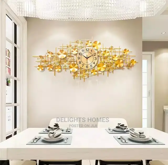 Wrought Iron Golden Wall Clock