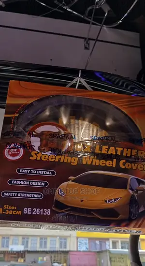 Grey Leather OX Steering Wheel Cover