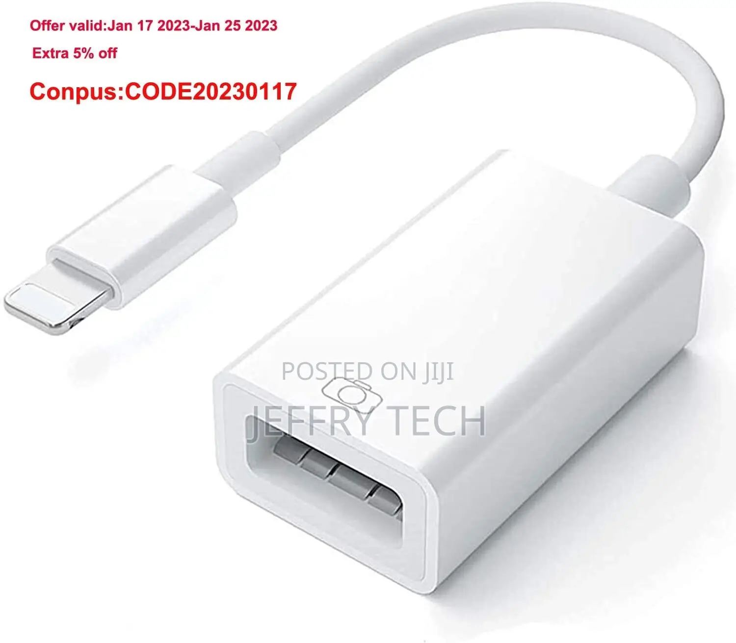 USB Female OTG Connector Adapter Cable for Apple iPhone Ipa
