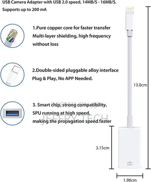 USB Female OTG Connector Adapter Cable for Apple iPhone Ipa