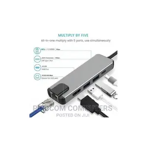 5 in 1 USB Type C Hub Hdmi USB C Rj45 Lan Adapter