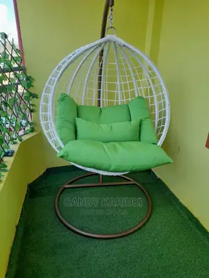 Green and White Balcony Swing Chair