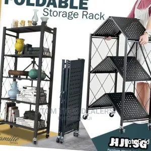 *Fordable Kitchen Metalic Storage Rack With Wheel