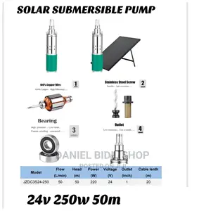 Solar Submersible Pump 24v 250w 50m