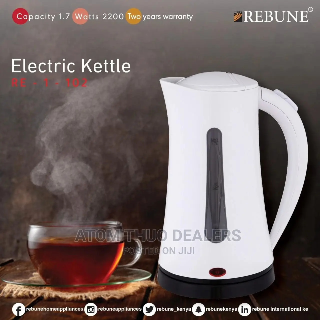 Rebune Kettle White 1 .7 Ltrs.