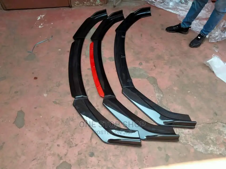 Black Plain,Black_red,Carbon Black Front Lip Universal Fit